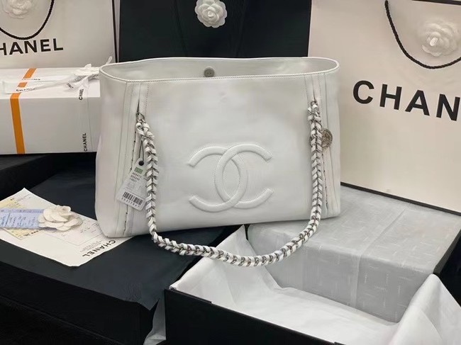 Replica Chanel Original Leather Shopping Bag AS8473 white HY25807nB47