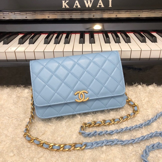 Replica Chanel Original Small classic Sheepskin flap bag AP33814 blue HY18115VA65