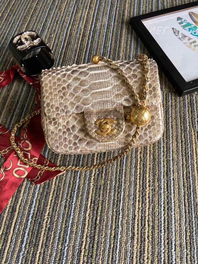 Replica Chanel Original Small Snake skin flap bag AS1115 apricot HY3748Hd81