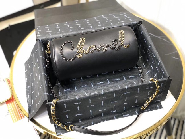 Replica Chanel Original Soft Leather Chain Bag & Gold-Tone Metal AS1531 black HY26659Ye83