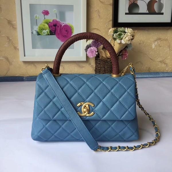 Replica Chanel Tote Bag Skyblue Original Calfskin Leather 92990 Glod HY19166Ac56