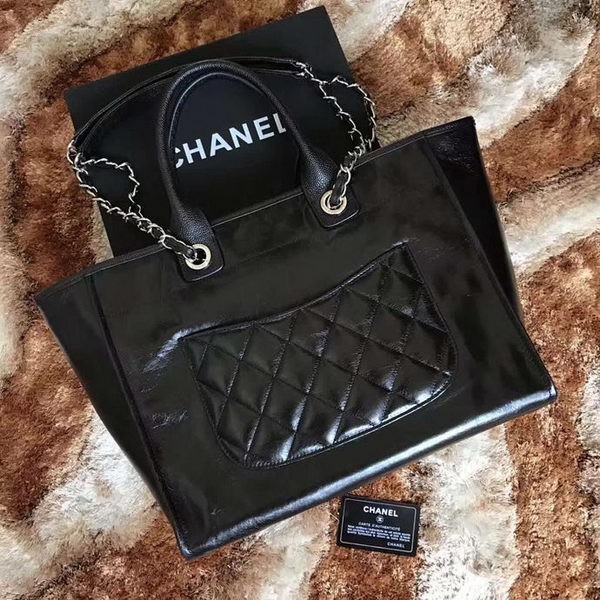 Replica Chanel Tote Shopping Bag Original Leather A68046 Black HY1068ui32