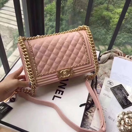 Replica Cheap Boy Chanel Flap Bag Original Leather B67086 Pink HY6752Mq48