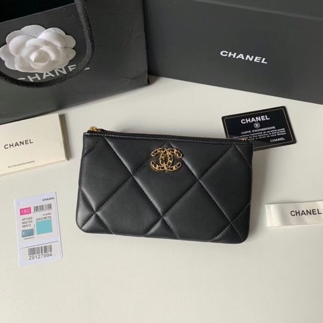 Replica Cheap CHANEL 19 Sheepskin Original Leather Carry on bag AP1059 black HY20987Mq48