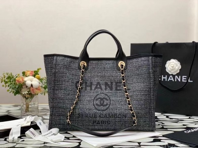 Replica Fashion Chanel Canvas Tote Shopping Bag B66941 black HY20388HM85