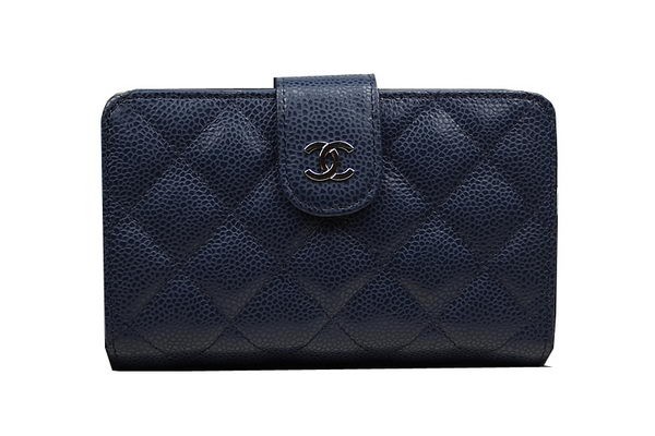 Replica Fashion Chanel Matelasse Bi-Fold Wallet Original Cannage Pattern Leater CHA48667 Royal HY17833HM85