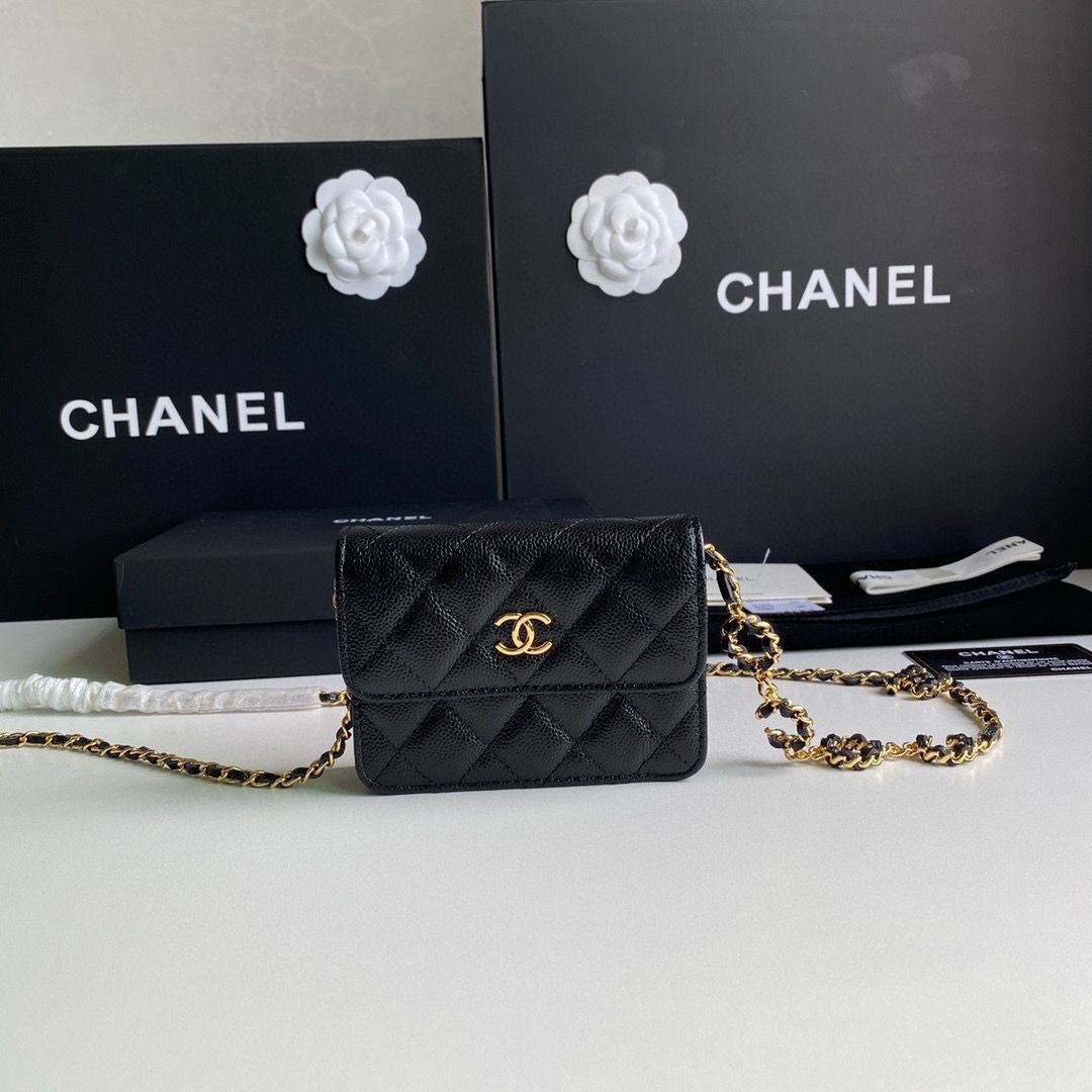 Replica Fashion Chanel WOC Belt Bag Original Caviar Leather 2306 Black HY2161yI43