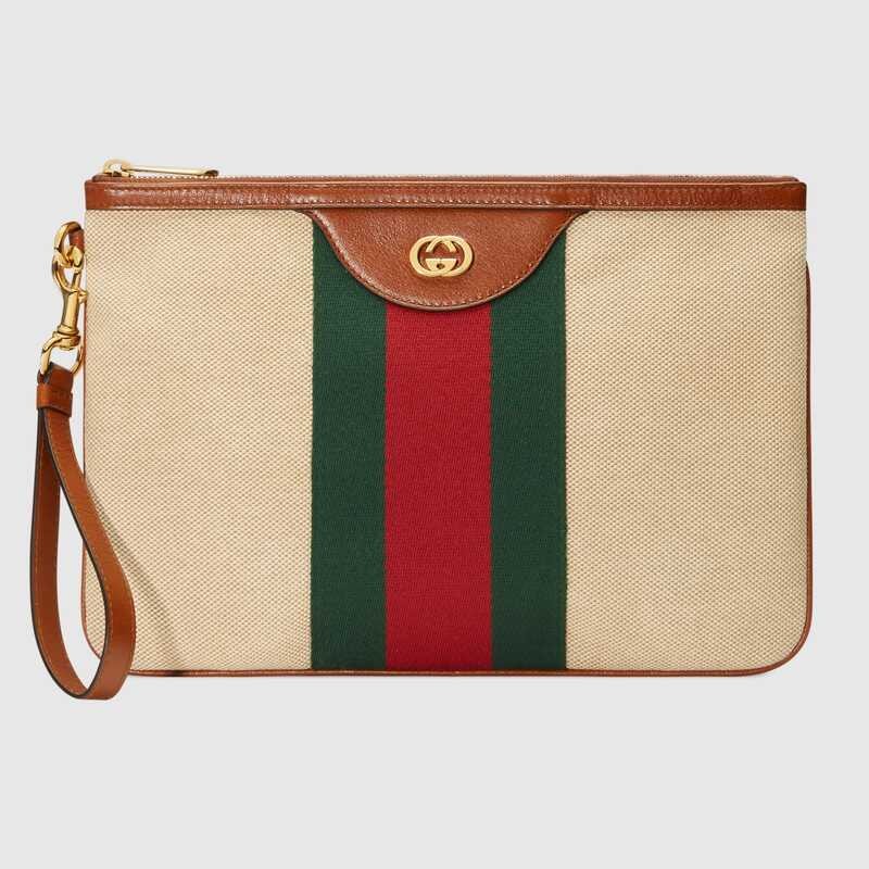Replica Fashion Gucci Vintage canvas pouch 576053 Beige HY9803HM85