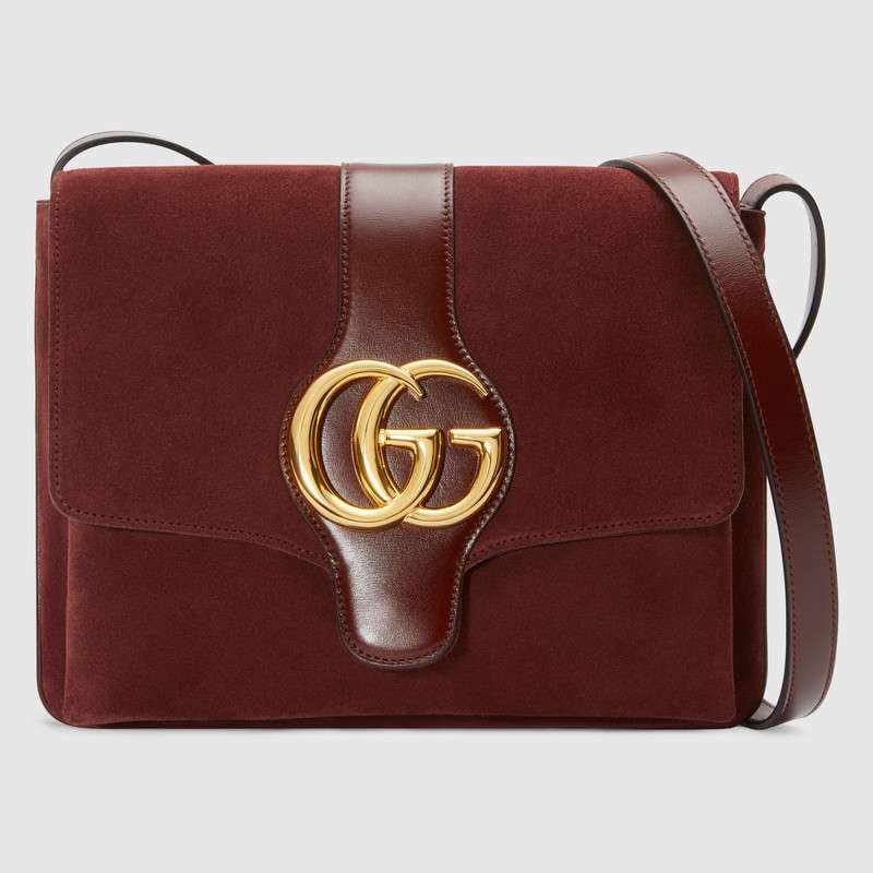 Replica Gucci Arli medium shoulder bag 550126 Bordeaux suede HY5524Jw87