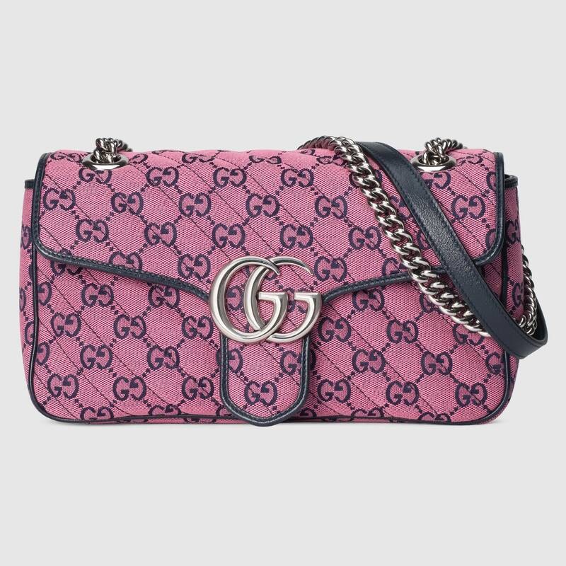 Replica Gucci GG Marmont multicolor small shoulder bag 443497 Pink HY2398Ix66