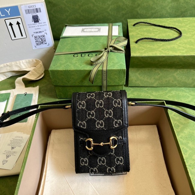 Replica Gucci Horsebit 1955 mini bag 625615 black HY9893BJ25