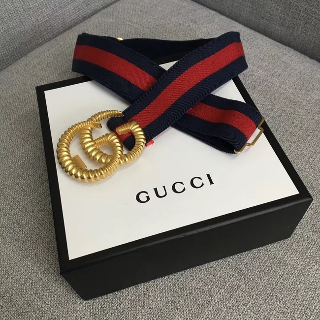 Replica Gucci Web elastic belt with torchon Double G buckle 524101 red&blue HY18801Ac56