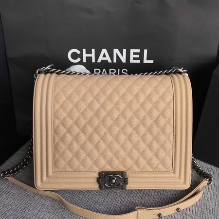 Replica High Quality Boy Chanel Flap Shoulder Bag Apricot Original Cannage Pattern A67087 Silver HY7721Jh90