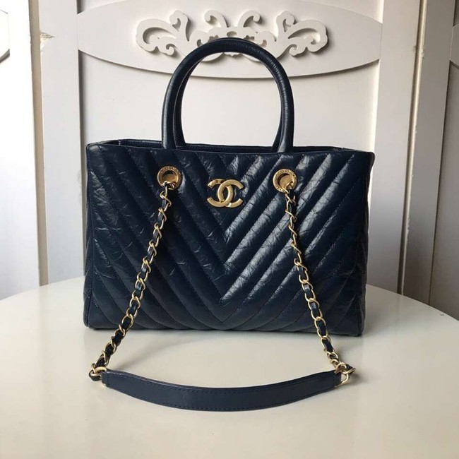Replica High Quality Chanel Original large shopping bag A57974 dark blue HY10641Jh90