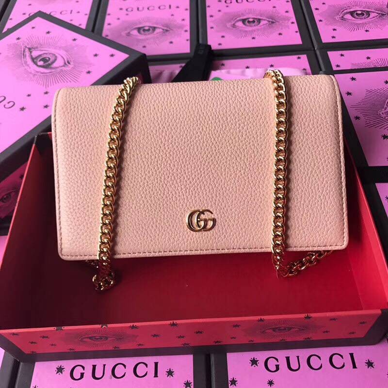 Replica High Quality Gucci GG Marmont Original Calf leather Shoulder Bag 497985 Nude HY24876Jh90