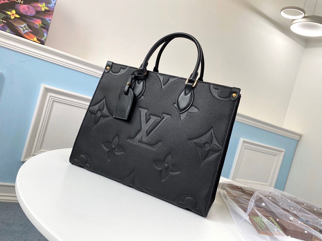 Replica High Quality Louis Vuitton ONTHEGO Original Leather Medium Bag M45040 Black HY21226Jh90