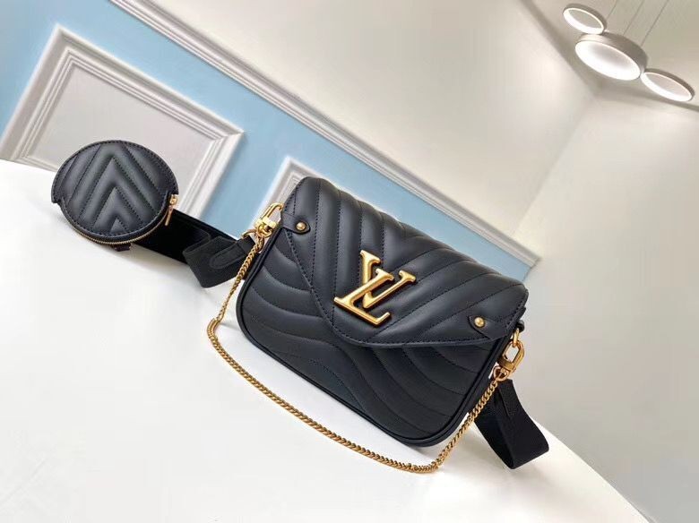 Replica LOUIS VUITTON NEW WAVE Originl Leather Shoulder Bag M56466 Black HY11037BB13