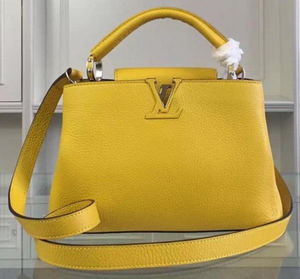 Replica Louis Vuitton Original Taurillon Leather CAPUCINES BB Bag M90294 Yellow HY20346cK54
