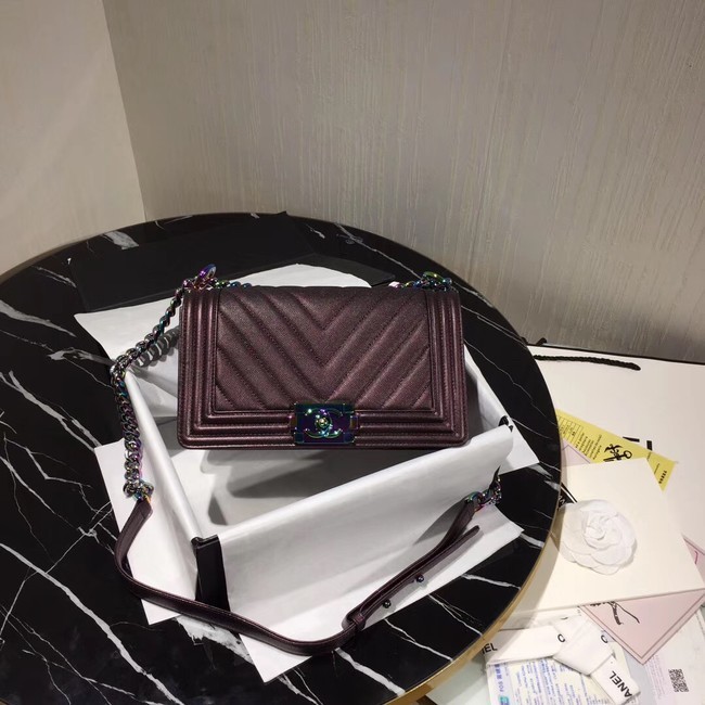 Replica Top Chanel Le Boy Flap Shoulder Bag Original Leather Purple A67086 Gold HY26224Vx24