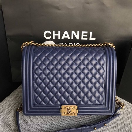 Top Boy Chanel Flap Shoulder Bag Blue Original Sheepskin Leather A67087 Gold HY16906eo14