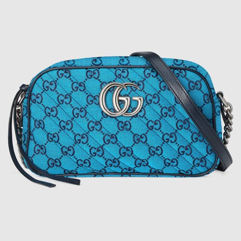 Top Gucci GG Marmont Multicolor small shoulder bag 447632 blue HY4077lE56