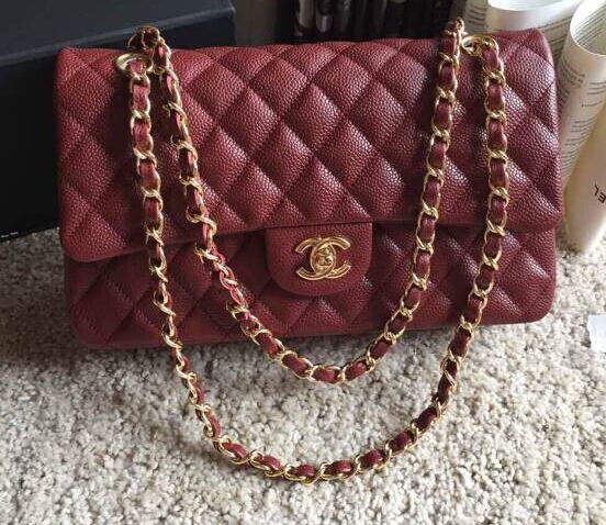 Top Quality Chanel Classic A36070 Burgundy Original Grain Leather Large Flap Bag Golden HY19231NP24