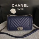 AAA 1:1 Boy Chanel Flap Bag Original Chevron Leather A67086V Blue HY23087vi59
