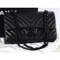AAA Replica Chanel 2.55 Series Flap Bag Sheepskin Chevron Quilting A1112 Black HY24972cf50