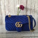 AAA Replica Gucci 443497 GG Marmont Chevron Velvet Shoulder Bag Blue HY9277cf50