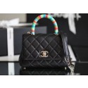 AAAAA chanel mini flap bag with top handle AS2215 black HY23553aM93