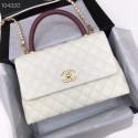 AAAAA Imitation Chanel original Caviar leather flap bag top handle B92292 white&Gold-Tone Metal HY18187Sy67