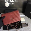 AAAAA Imitation Chanel WOC Flap Shoulder Bag Dark Red Calfskin Leather A33814 Silver HY14172Sy67