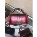 AAAAA Knockoff BOY CHANEL Flap Bag with Handle Python & Ruthenium-Finish Metal A94804 rose HY4545Pg26