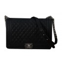 AAAAA Knockoff Boy Chanel Flap Shoulder Bag Black Nubuck Leather CHA67087 Silver HY20240Pg26
