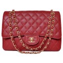 AAAAA Knockoff Chanel Jumbo Quilted Classic Flap Bag Burgundy Cannage Patterns A58600 Gold HY15130Pg26