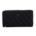 AAAAA Knockoff Chanel Matelasse Zip Around Wallet Cannage Pattern A2618 Black HY25715Pg26
