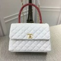 Best 1:1 Chanel Caviar Leather Top Handle Bag 92991 White HY6145eT55
