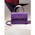 Best 1:1 Chanel CC original lambskin top handle flap bag A92236 purple&Gold-Tone Metal HY20275OR71