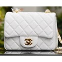 Best 1:1 Chanel Classic MINI Flap Bag White Sheepskin A37585 Gold HY8960OR71