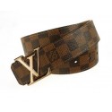 Best 1:1 Louis Vuitton Damier Ebene Canvas Belt LV207 Shiny Gold HY9430eT55