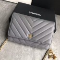 Best Chanel Owl Pendant Flap Shoulder Bag Calfskin Leather A33814 Grey HY14356Ml87