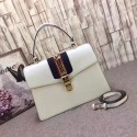 Best Quality Imitation Gucci Sylvie Leather Top Handle Bag 431665 White HY19143dK58