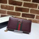 Best Replica Gucci Ophidia leather zip wallet 523154 Wine HY26478zU69