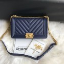 Boy Chanel Flap Bag Original Chevron Leather A67086V Blue HY1662Yr55