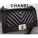 Boy Chanel Flap Bag Original Chevron Sheepskin Leather A5708 Black HY11400hc46