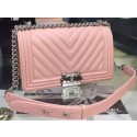 Boy Chanel Flap Bag Original Chevron Sheepskin Leather A5708 Pink HY25554Yv36