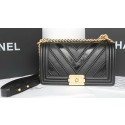 Boy Chanel Flap Bag Original Chevron Sheepskin Leather A92193 Black HY22576De45