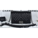 Boy Chanel Flap Bag Sheepskin Chevron Quilting A66034 Black HY22227yj81