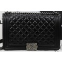 Boy Chanel Flap Bags Original Black Sheepskin Leather A67088 Silver HY1477su78