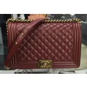 Boy Chanel Flap Bags Original Wine Cannage Pattern A67088 Gold HY10237su78